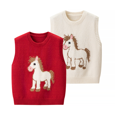 可爱小马针织马甲女2025新款