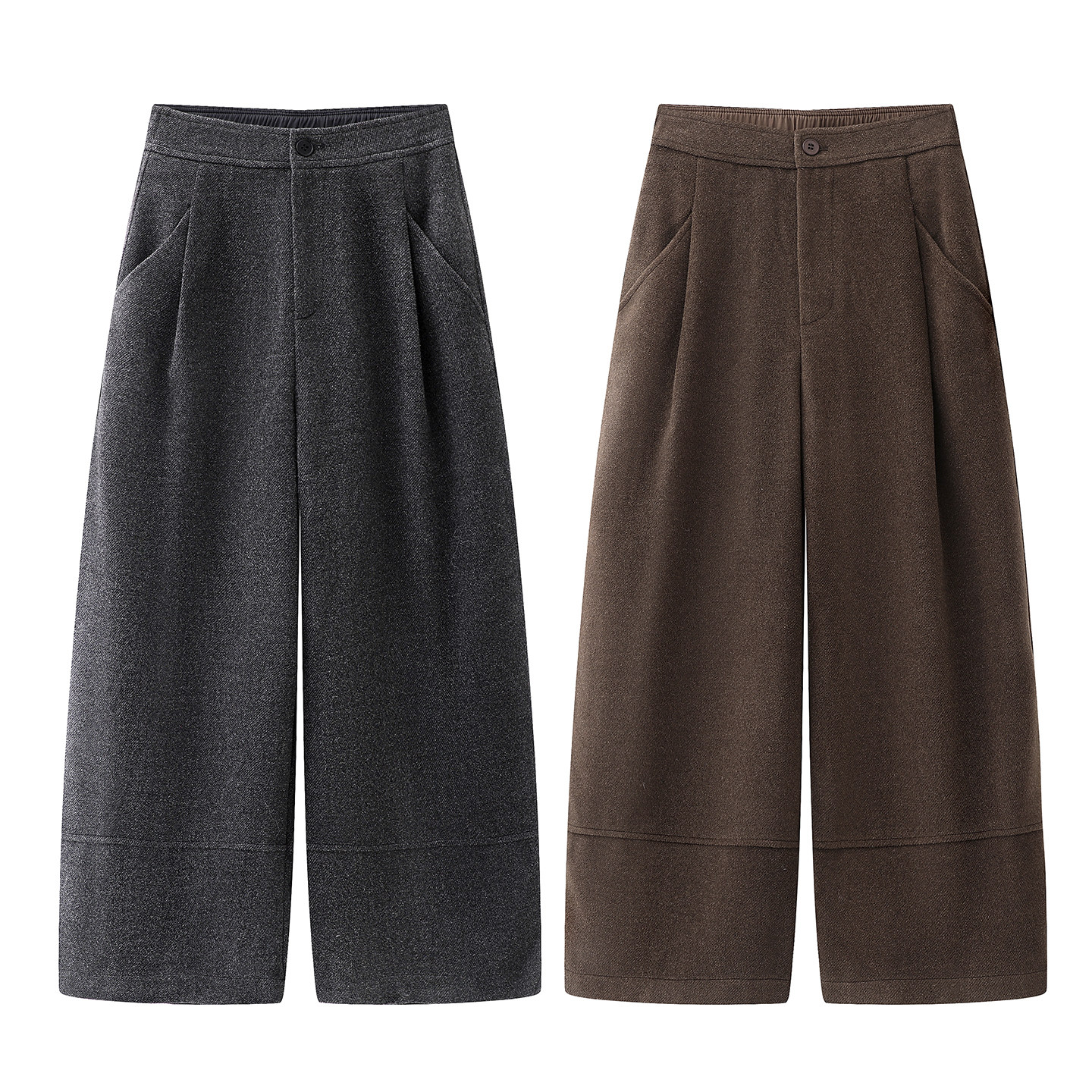 高腰毛呢弯刀裤女2025冬季新款宽松显瘦休闲简约垂感九分直筒裤,女装/女士精品,休闲裤,淘宝优惠券,粉丝福利购,淘宝优惠卷