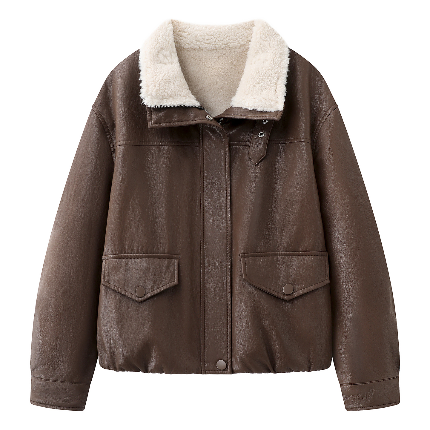 复古气质毛领皮衣女2025冬季