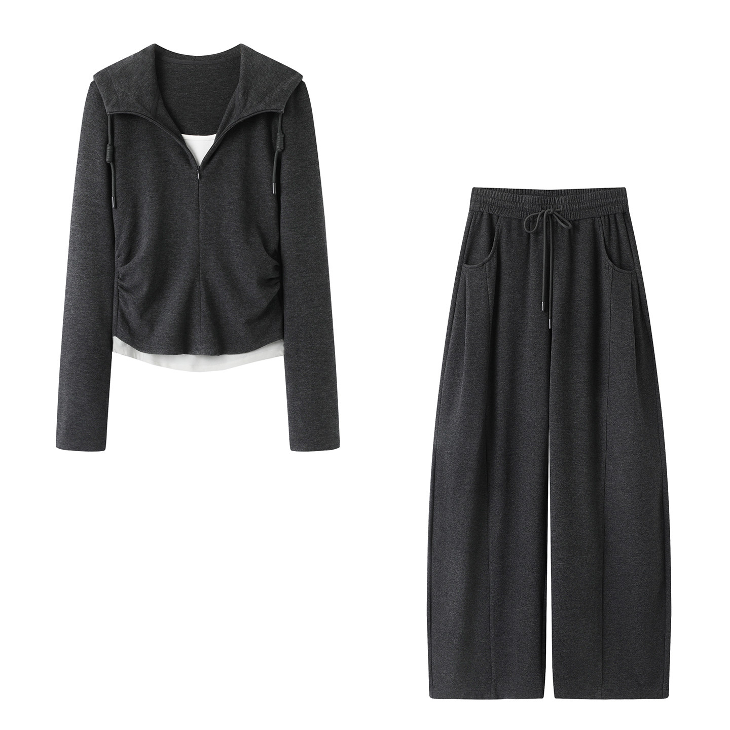 艾の2025秋季新款休闲运动撞色假两件连帽卫衣阔腿裤时尚套装女,女装/女士精品,时尚套装,淘宝优惠券,粉丝福利购,淘宝优惠卷