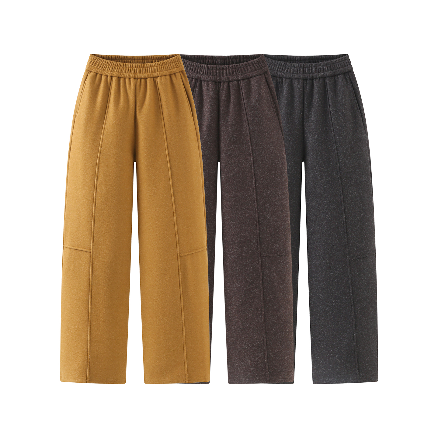 高腰保暖加厚毛呢直筒裤