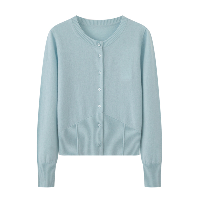 高级感慵懒风蓝色休闲针织衫上衣
