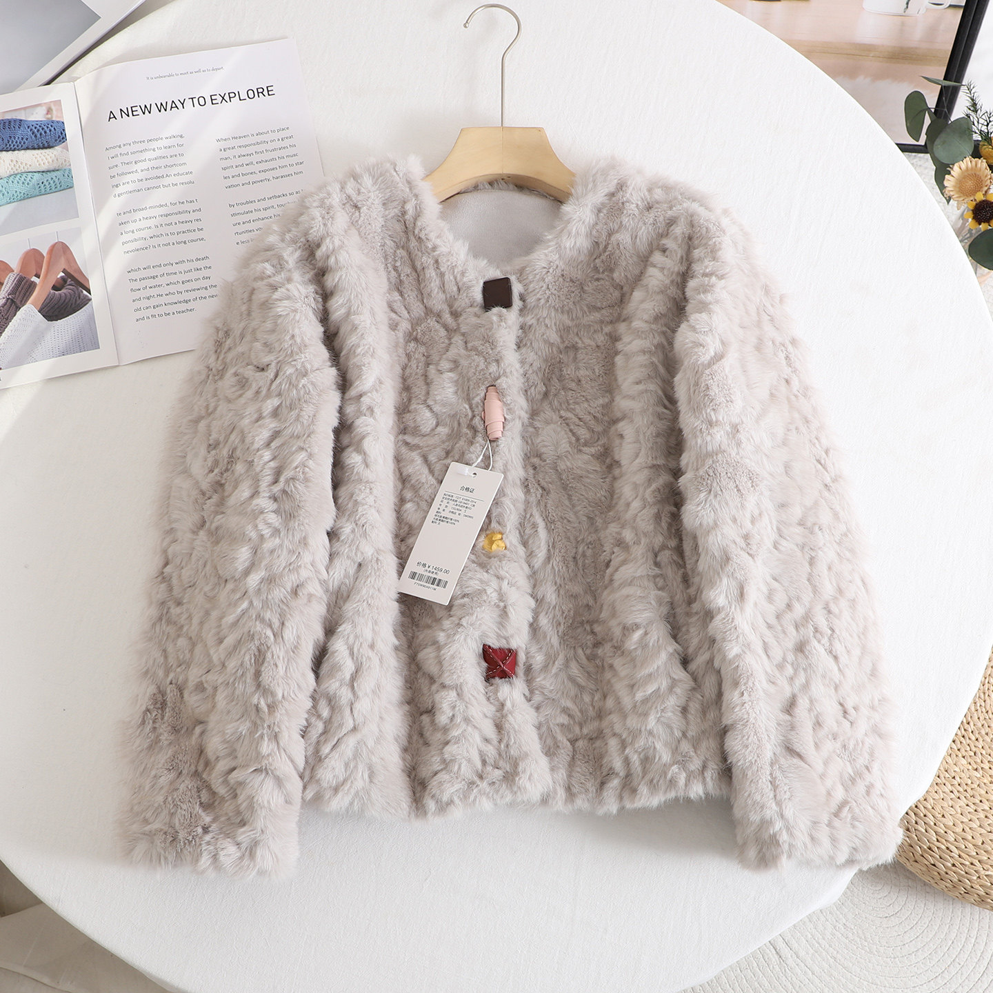 气质显瘦百搭皮毛一体毛绒绒外套