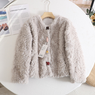 熙 复古保暖毛绒绒短外套女2025秋冬皮毛一体气质百搭小个子上衣