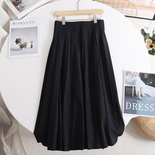 法式 新款 优雅气质显瘦休闲设计感高腰A字百褶半裙女 2025秋季 麦