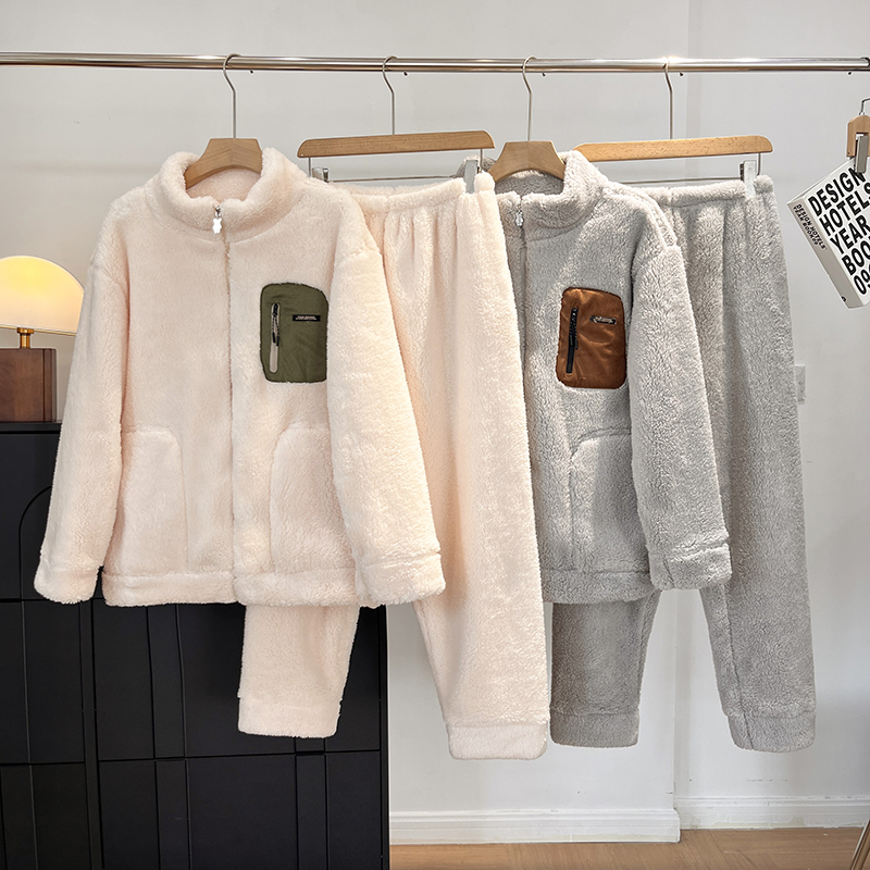 珊瑚绒睡衣女士秋冬季加绒加厚