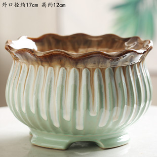 沐多多肉花盆陶瓷特价 清仓粗陶透气大口径大号创意多肉绿植专用盆