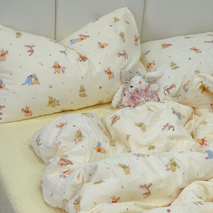 a类全棉双层纱四件套100纯棉纱布单独被套床单学生宿舍床上三件套