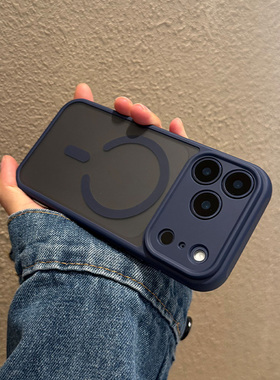 适用苹果17手机壳pro防摔por新款保护壳max肤感iphone磨砂防指纹pm简约精孔p全包镜头蓝色16橙色磁吸magsafe