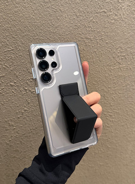 适用三星Galaxy手机壳S25防摔s24新款ultra保护套s23外壳p十U指环5G透明plus支架亚克力软边硬壳黑色绿色