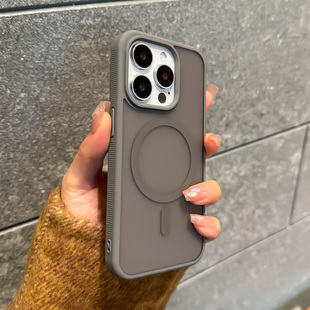 pro手机套max侧面防滑iphone磨砂pm防指纹磁吸magsafe高级感p钛金属原色ip灰色 适用苹果16手机壳15防摔14新款