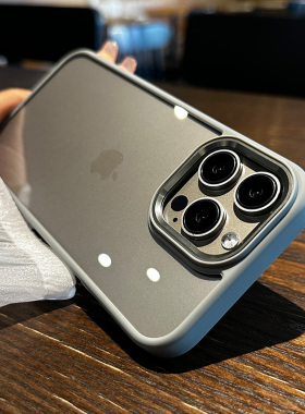 适用苹果15pro手机壳15防摔新款pro手机套max轻奢p高级感iphone15钛金属pm原色16灰色高档透明por不包镜头14