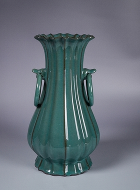 龙泉青瓷白菜瓶中式居家陶瓷摆件