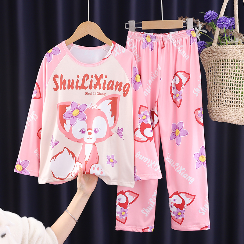 可爱卡通薄款春秋季男女童睡衣