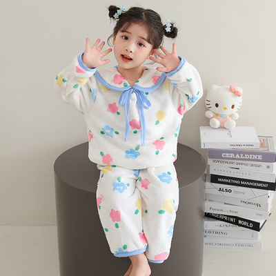 2025新款儿童睡衣女秋冬季加绒