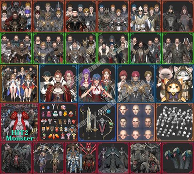 3dmax人物动画 次时代角色骨骼绑定 fbx各职业怪物全套美术素材