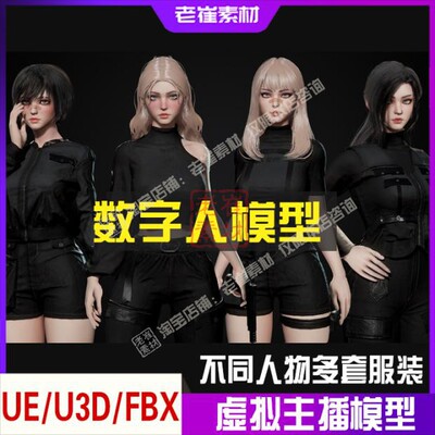 UE4虚拟主播 u3d数字人物 面部表情控制动捕科幻fbx人物MetaHuman