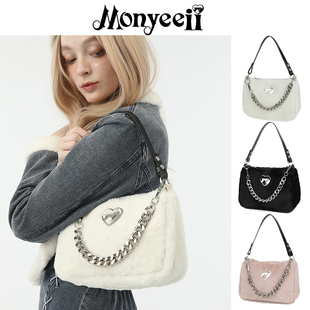 Monyeeii梦野「奶兔」温柔千金风毛绒甜美毛绒链条单肩斜挎腋下包