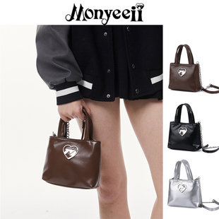 Monyeeii梦野「Lily」韩系简约百搭爱心手提小包皮质链条斜跨女包