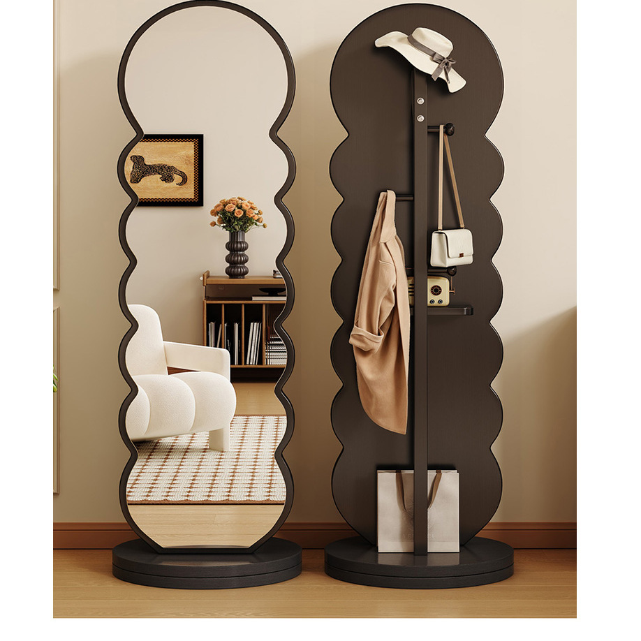 穿衣镜全身落地镜家用卧室挂衣帽架镜子一体试衣镜立式可移动旋转