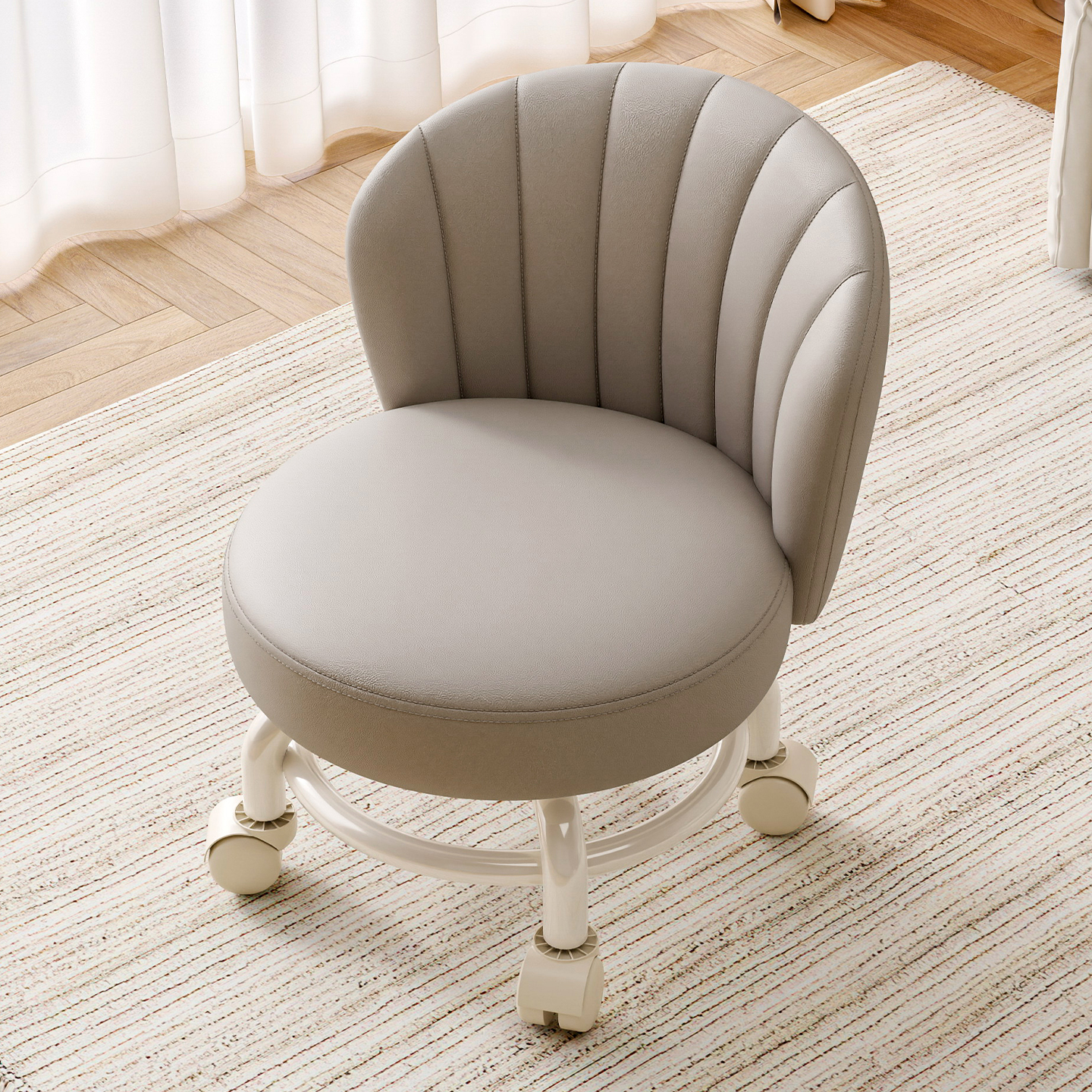 滑轮矮凳带娃神器儿童带滑轮板凳懒人圆凳靠背椅万向轮家用小凳子