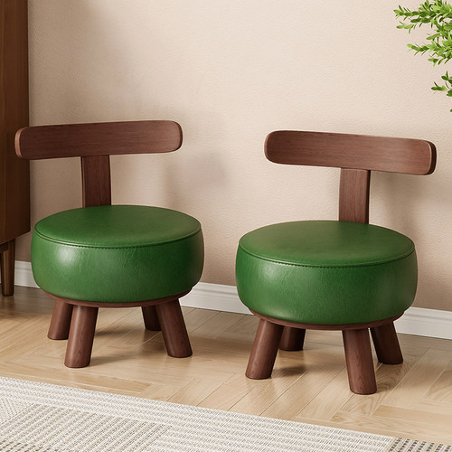 旋转靠背椅新中式实木小凳子家用小椅子客厅沙发凳儿童转椅换鞋凳