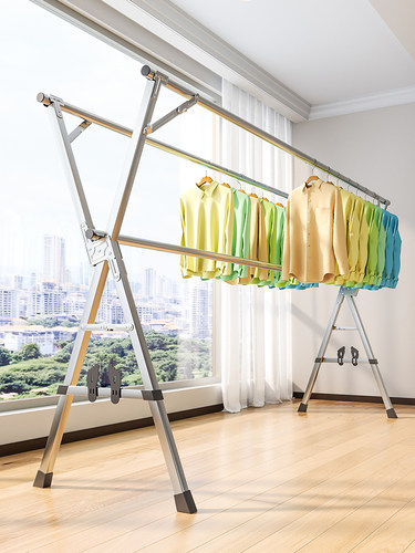 可折叠阳台壁挂晾晒架可调节落地窗户多功能室外伸缩晾晒杆晾衣杆