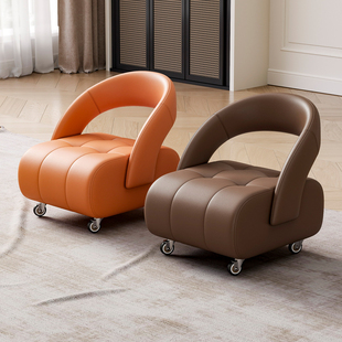 沙发凳靠背椅子意大利万向轮客厅家用小凳子高级感滑轮静音小板凳