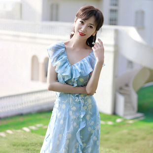时尚 新款 减龄修身 碎花裙女夏季 气质优雅显瘦连衣裙 无袖 赵雅芝同款