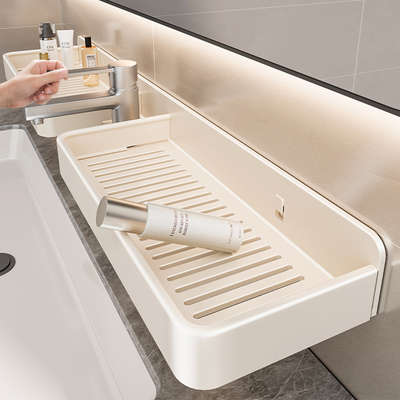 卫生间置物架洗漱台镜前收纳架免打孔厕所水龙头架子洗手台置物篮