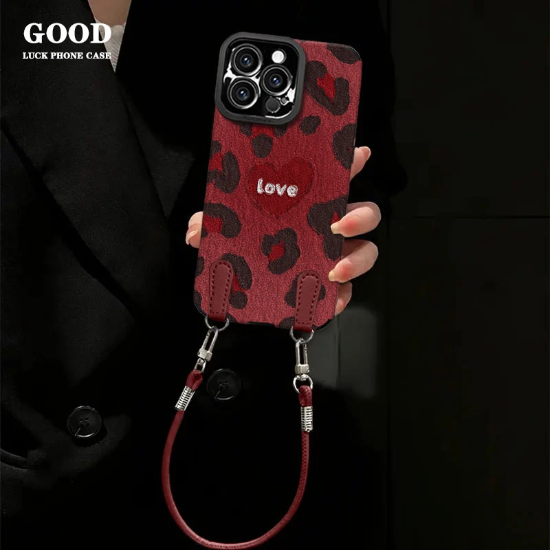 酒红豹纹挂绳适用苹果17promax手机壳iPhoneAir新款16pro女款15plus高级感14硅胶全包防摔13超薄12创意个性套,3C数码配件,手机保护套/壳,淘宝优惠券,粉丝福利购,淘宝优惠卷