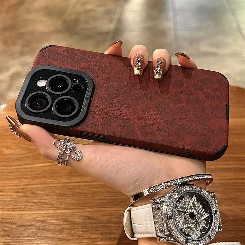 酒红色豹纹精孔壳苹果16手