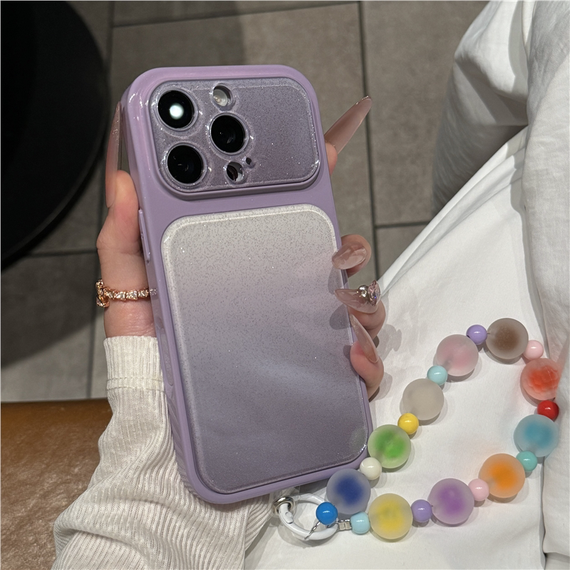 ins渐变闪粉适用苹果18promax手机壳iPhoneAir新款17pro女款16plus高级感15硅胶全包拍照按键防摔14彩色珠链