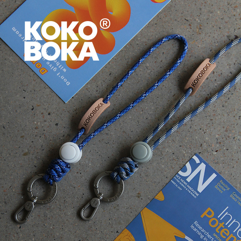 KOKOBOKA品牌原创编织钛原色手腕款户外露营日系苹果手机挂绳防丢盗抢防坠落装饰大疆POCKET相机挂饰耳机挂绳