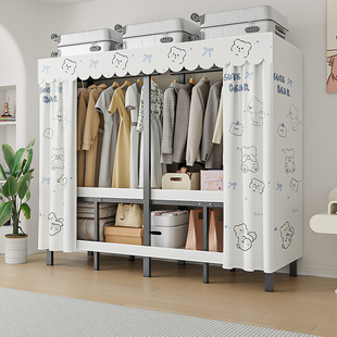 卧室家用简易折叠2025新款 布衣柜加厚加粗全钢架 衣柜收纳柜免安装