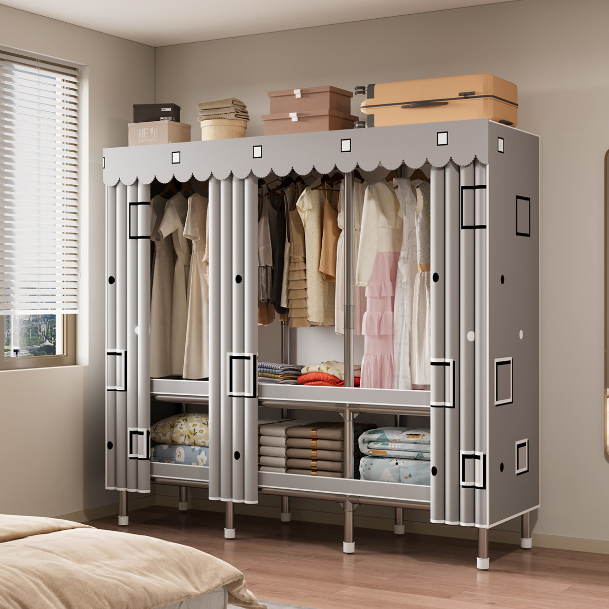 加粗加固出租房带抽屉简易风布艺