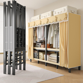 2025爆款 免安装 简易衣柜出租房用家用卧室折叠布衣柜加厚加粗新款