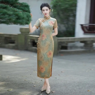 中国风旗袍小晚礼服裙女宴会主持人新中式 成人礼 伴娘服学生中长款