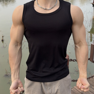 精梳肌理显大背心男夏季 T恤 运动休闲健身服训练衣坎肩速干透无袖