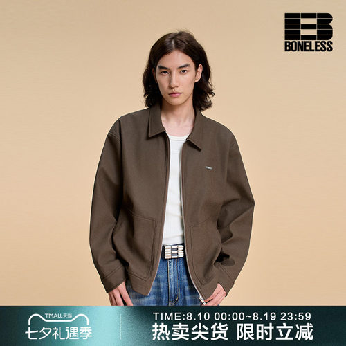 BONELESS休闲皮革夹克外套