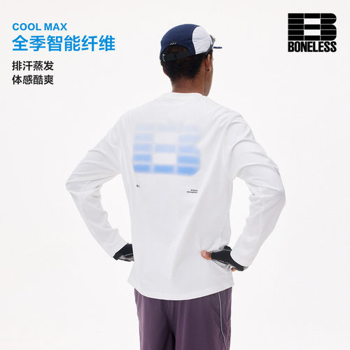 BONELESS恒温保暖COOLMAX运动休闲渐变印花户外健身徒步长袖T恤