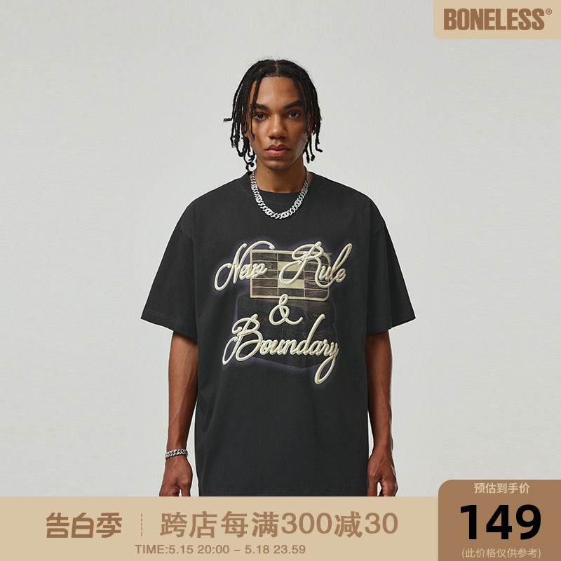 BONELESS图案LOGO印花短袖