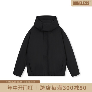 支线系列 BONELESS 宽松外套 商场同款 纯棉针织连帽羽绒服加厚