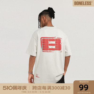 boneless印章logo印花短袖T恤