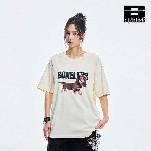 BONELESS长毛腊肠小狗短袖T恤