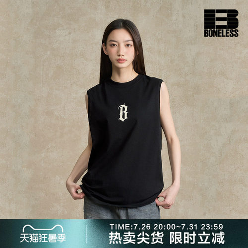 BONELESS基础B字印花背心