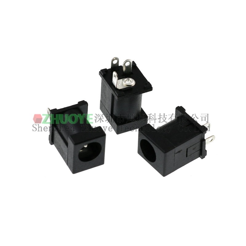10个 充电座 DC-012A 180度立式直插 5.5*2.1/2.0/2.5MM 全铜3脚