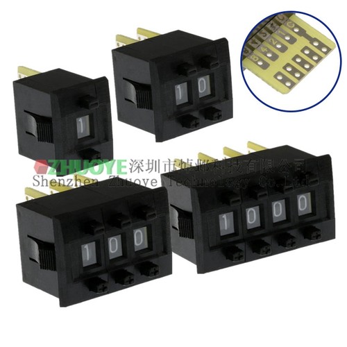 编码数字开关8421C 拨码0-9 拨盘 5个触点 1/2/3/4位带挡板 黑色