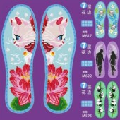 自己绣带针线纯棉布花边十字绣鞋 式 垫男女款 11CT半成品小动物款