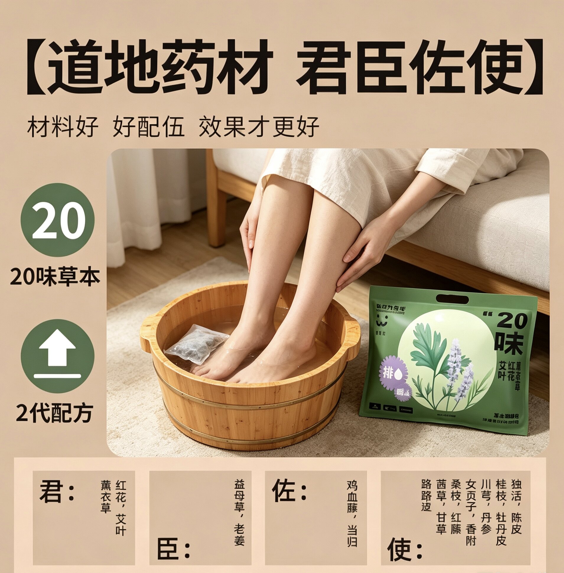 排湿助眠三伏天20味草本泡脚药包排汗调理宫寒艾草红花足浴2大袋